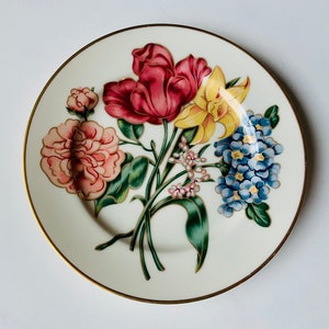 Vintage Fitz & Floyd Bariolage Des Fleurs Plate, Floral, Decorative Wall Art, Cabinet Plate, porcelain plate, wall decor, gift for her