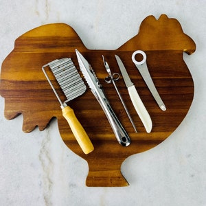 Vintage Lisser Garnish Tool Set of 5, original box, wave edge cutter, twin curl, spiral slicer, paring knife, v-cut, collection, decor, gift