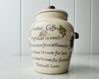Vintage Ceramic Instant Coffee Jar, Made in Japan, Retro Kitchen Decor