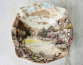Vintage Johnson Bros Olde English Countryside Serving Bowl, Malvern Shape 1970s Brown Transferware Hand Engraved, vegetable dish, decor