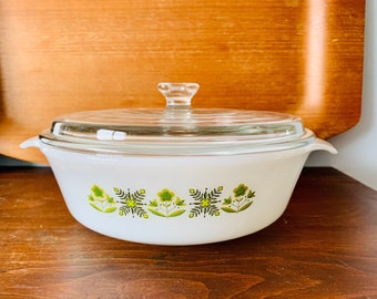 Vintage Fire King Casserole Dish: MCM Wheat Pattern, 1.5 Quart