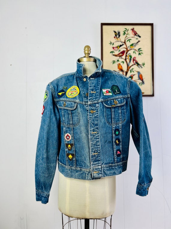 Vintage Lee Jean Jacket With Vintage Patches, Rare Denim Vintage Lee Jean Jacket With Vintage Patches, Rare Denim
