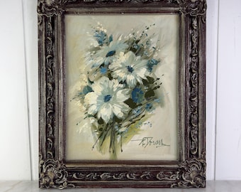 Vintage Floral Painting, Original Still Life Art, Ornate Framed Decor