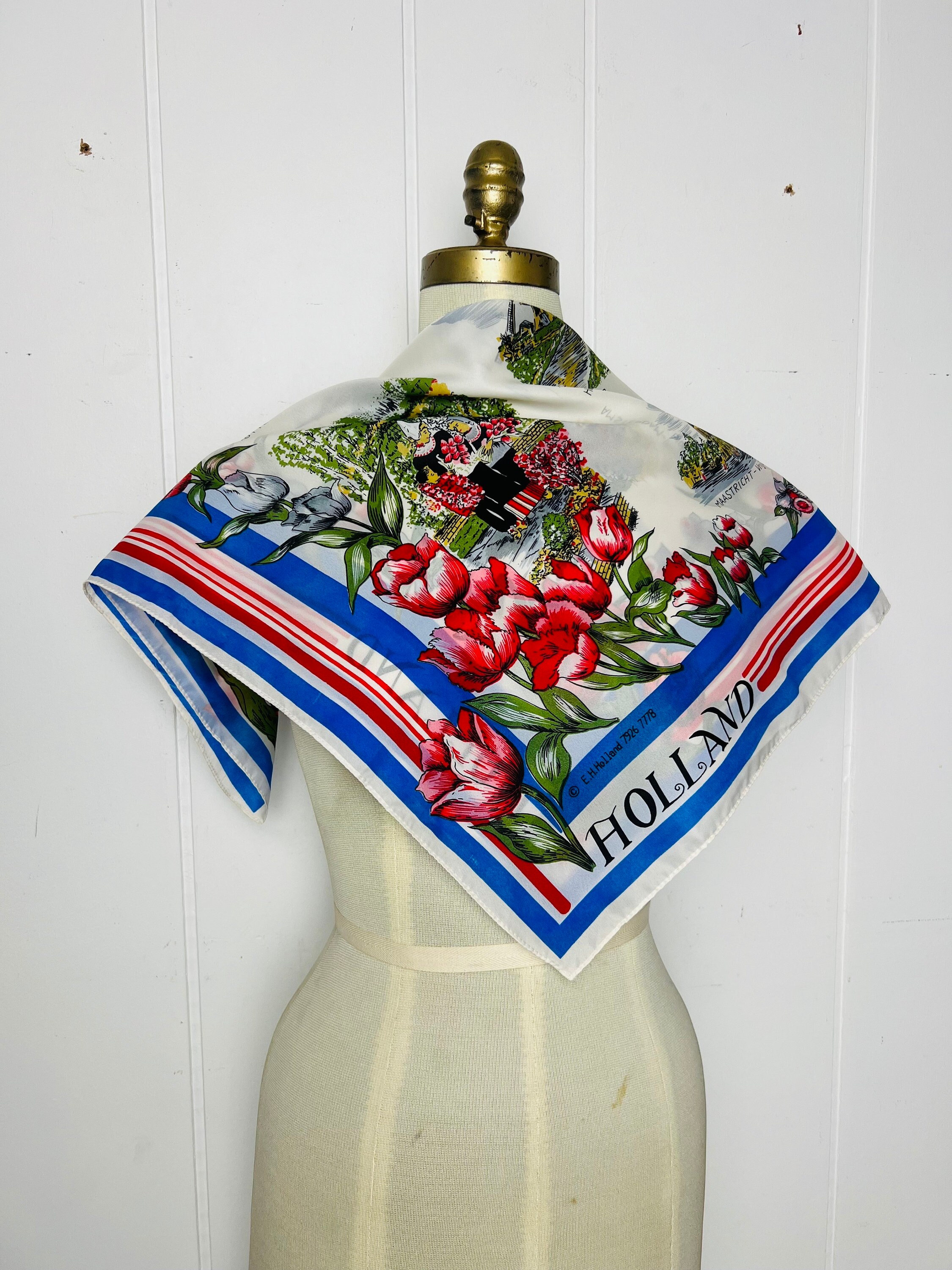 Vintage Silk Souvenir of Holland Scarf, 28 Vintage Silk Souvenir of Holland Scarf, 28