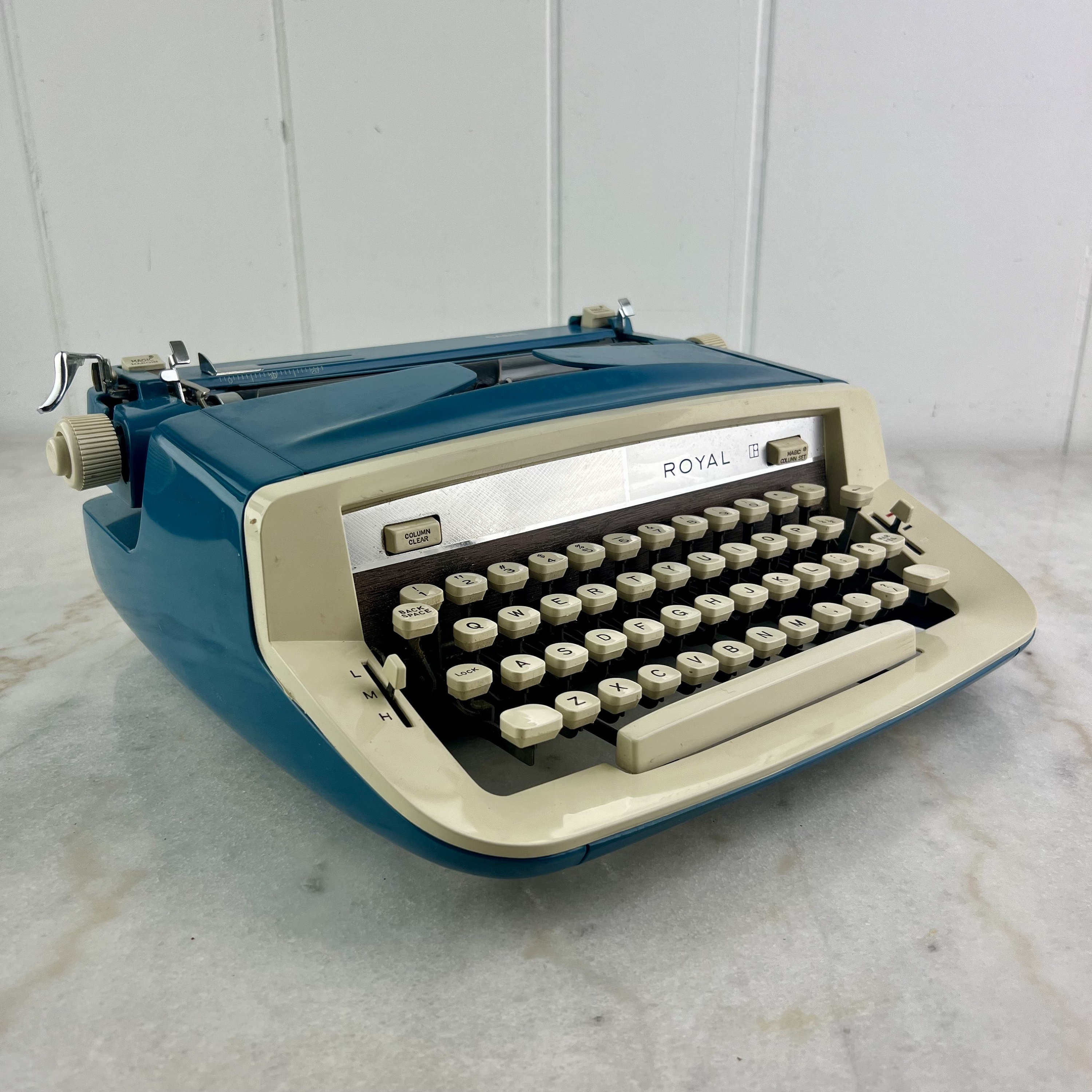 Vintage 1974 Royal Sable Portable Typewriter, Slate Blue, Deluxe