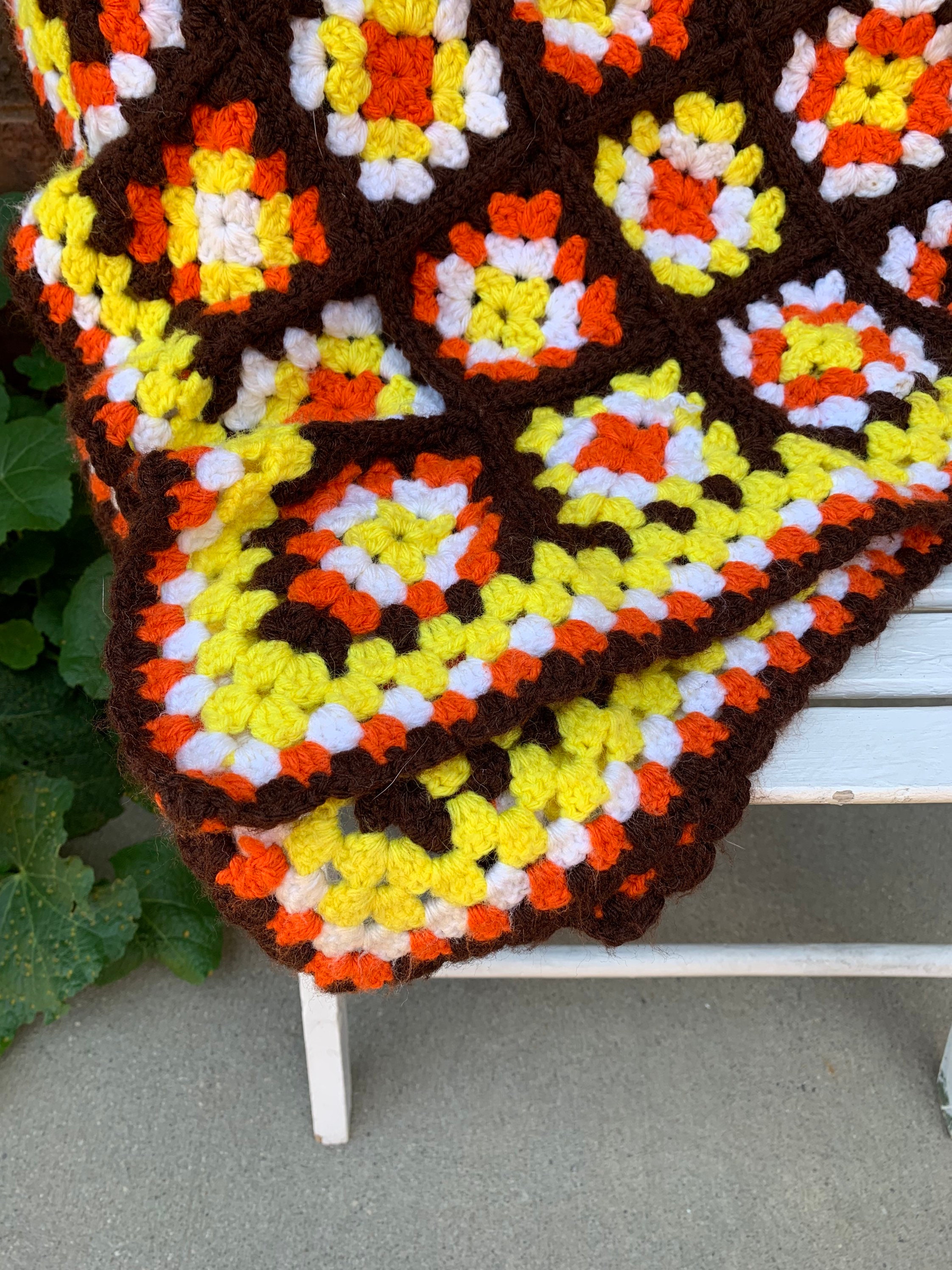 Vintage Crochet Blanket, Hand Made Classic Block Pattern 60s-70s