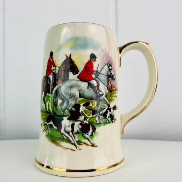 Vintage (1930s) Sadler English Fox Hunt beer stein beer mug barware equestrian decor hunting decor horse lover gift best man gift