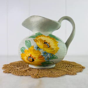 Vintage Brentleigh Art Deco-kanna, Howard Pottery, handmålade blommor