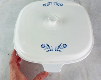 Rare Vintage Corning Ware Casserole, Blue Cornflower, 10" Square, P-10, MCM Kitchen
