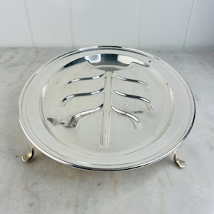 Vintage Birks EPNS Footed Meat Platter, Tree of Life Drip Catcher