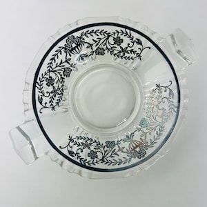 Vintage Silver Overlay Candy dish, pattern with Jardiniere, Florals and Vine, mid century home decor, for nibbles or nuts, gift