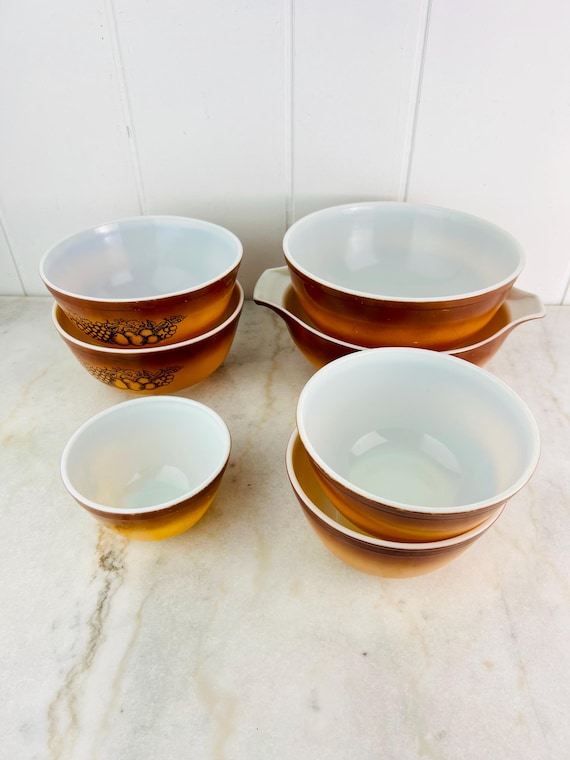 ヴィンテージ パイレックス オールド オーチャード ボウル、7 個