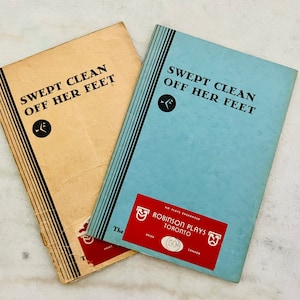 Vintage play scripts - set of two, Swept Clean Off Her Feet: A Farce in One Act, Dramatic Publishing Co, theatre memorabilia, gift