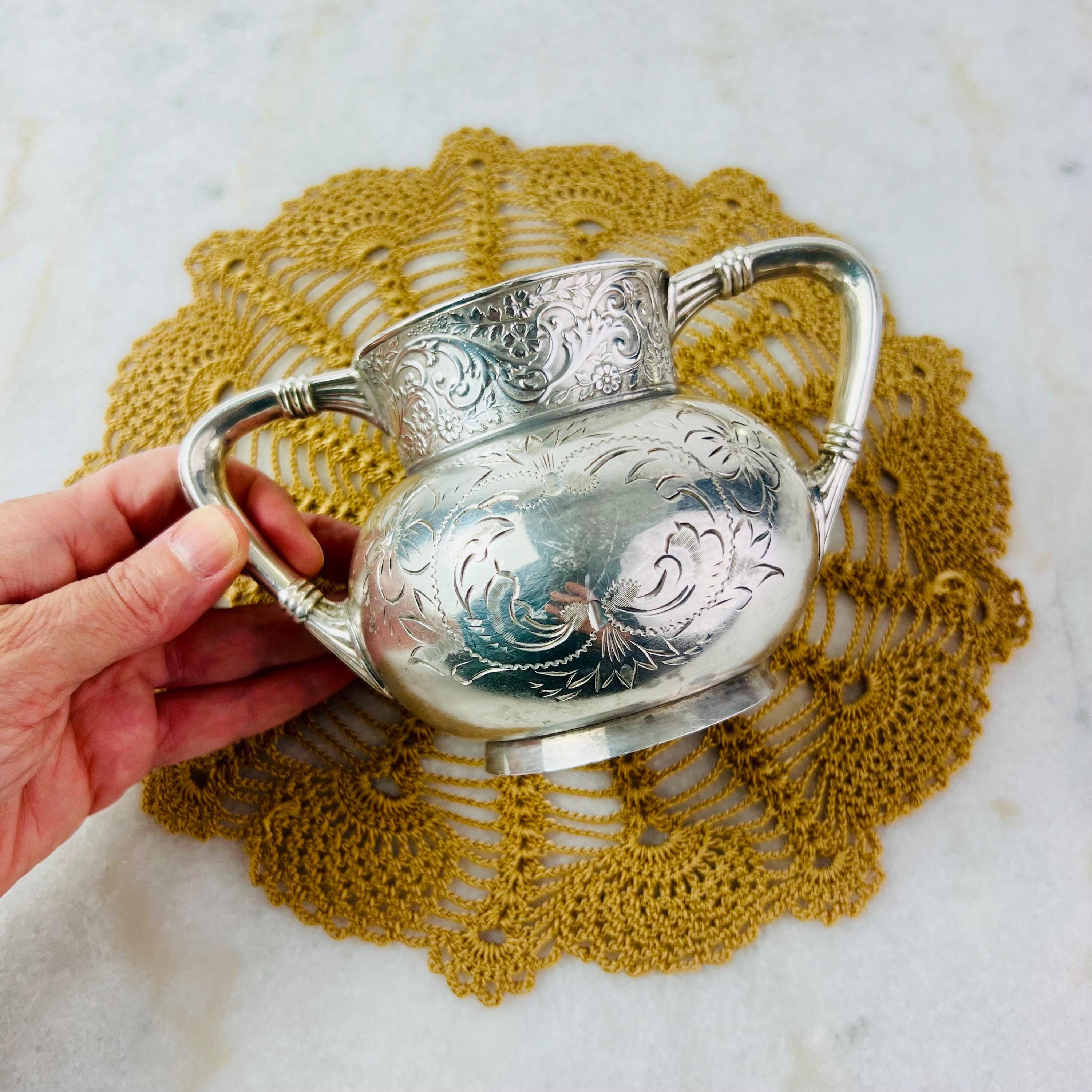 Rare Antique 1890s Simpson Hall Miller Quadruple Plate, Sugar Bowl