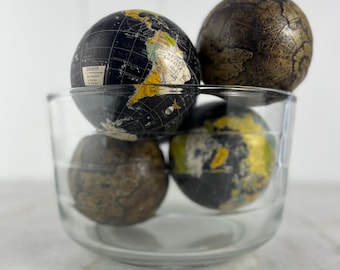 Vintage Miniature World Globe Balls, 5 available, 3.5&quot; or 4.25&quot; sold separately, home decor for coffee table, collectible, educational, gift