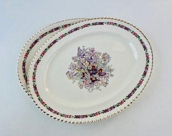 Antique Johnson Bros Queen's Bouquet Platter, Floral English China, 1940s Art Deco