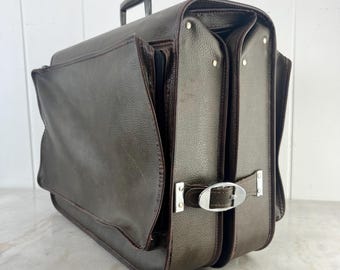 Sac à vêtement vintage Jetliner Bronze, valise Dominion, voyage de week-end des années 60-70