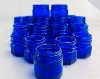 Vintage Cobalt Blue Glass Medicine, Vicks VapoRub; 21 - sold individually, create your own collectible glass collection, circa 1890s - 1960s