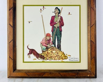 Vintage Norman Rockwell Lithograph, Handmade Frame, Grandpa and Me