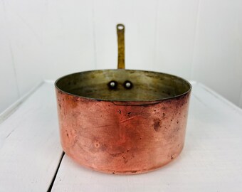 Vintage Copper Pot with Brass Handle, for rustic cooking, country kitchen, farmhouse decor, kitchen decor, open fire cooking, gift for chef