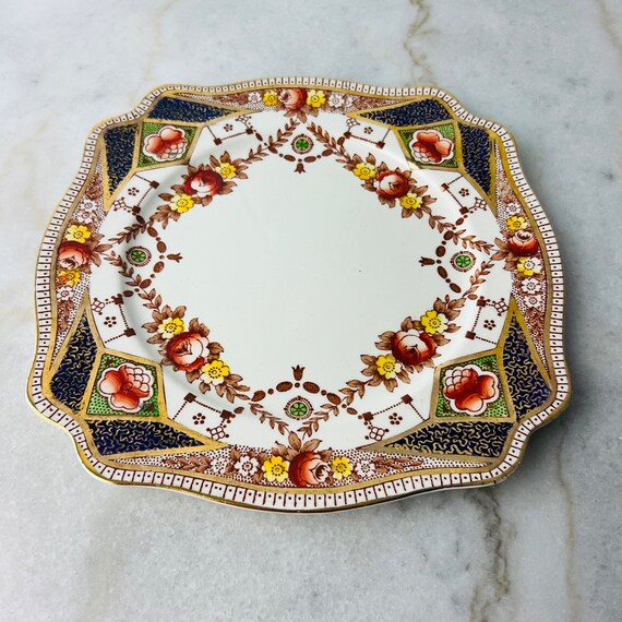 ❤︎ロイヤルスタッフォードシャー　アンティークヴィンテージ　オーバル皿　レッド風景 ヴィンテージ アーサー J. ウィルキンソン「スタッフォード」プレート