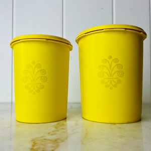 Vintage Lemon Yellow Servalier Tupperware canisters, 1970s nesting storage, Snap Seal Lids, retro kitchen decor, collectible, gift