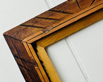 Vintage Large Bevelled Two Tier Wood Frame, 49&quot; x 26&quot;, Rustic Wall Decor, Mid Century Home Decor, Vintage Wall Art, for art photos signage