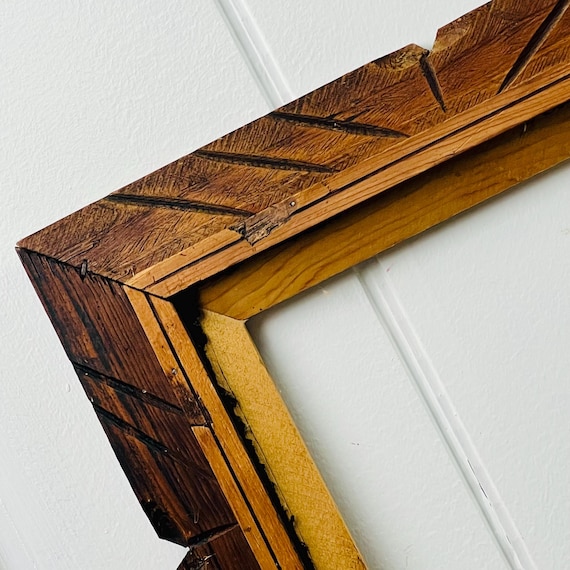 Vintage Large Bevelled Two Tier Wood Frame, 49
