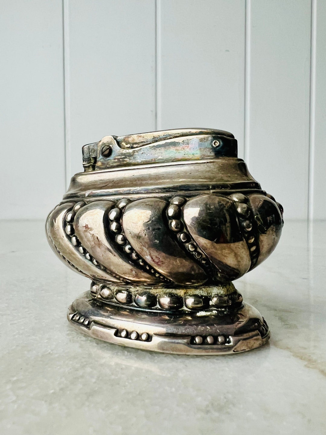 Antique Ronson Crown Table Lighter, Silver Plate, Made in Toronto