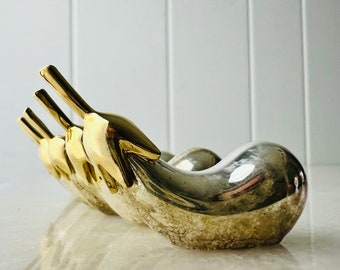 Vintage Eggplant shaped Knife Rests, Set of 6, Silver and gold, chopstick rests, spoon rests, elegant tableware, collectible, gift