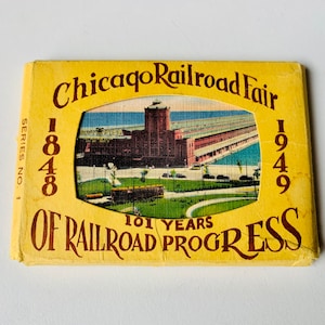 Antikes Postkarten-Set, 1949 Chicago Eisenbahn Fair Souvenir, kleine Postkarten der 101st Eisenbahn Fair, Danville, IL, für Dekor, Sammlung, Geschenk
