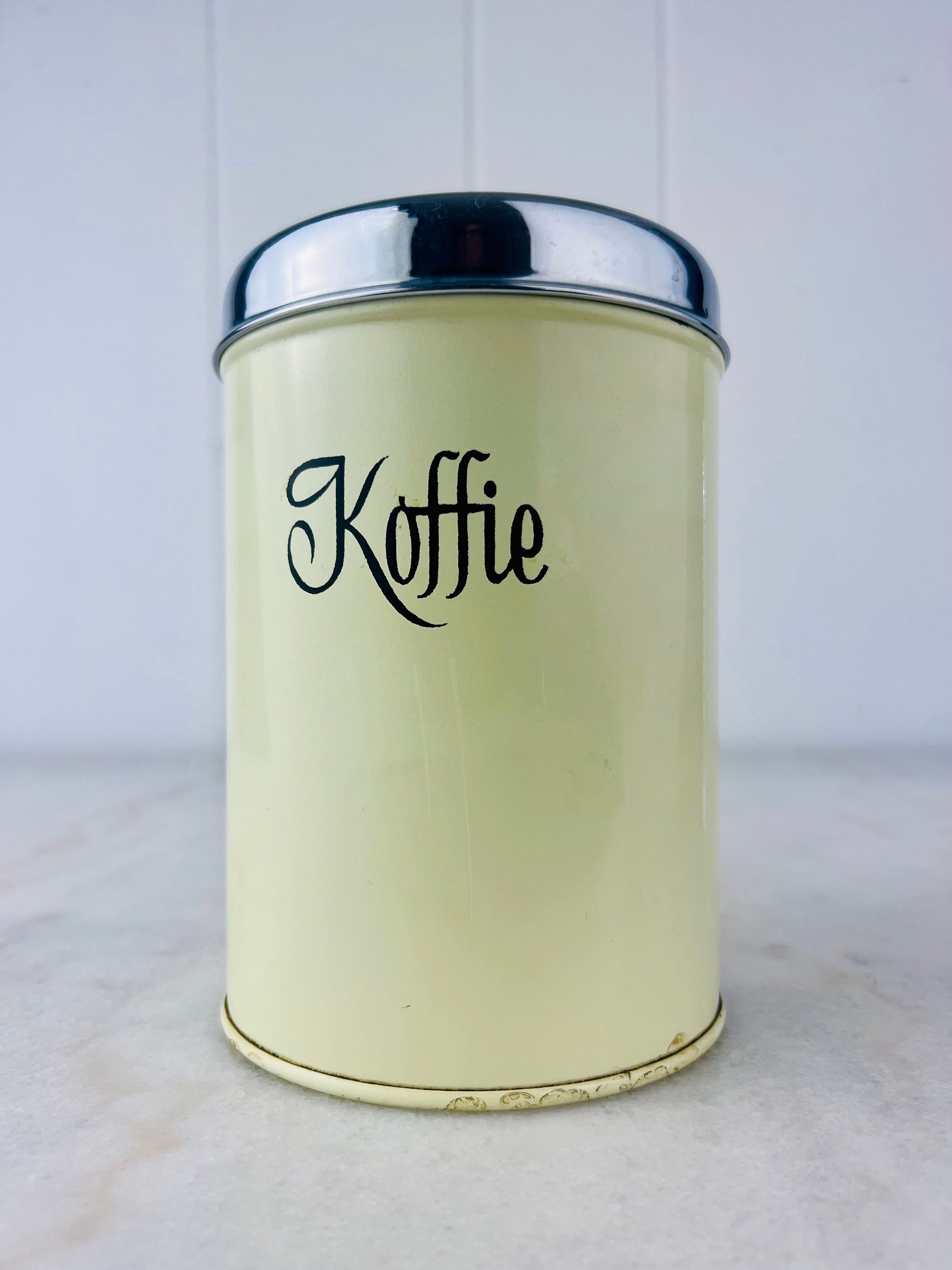 Vintage Brabantia Yellow Canister Set, Dutch Kitchen Storage