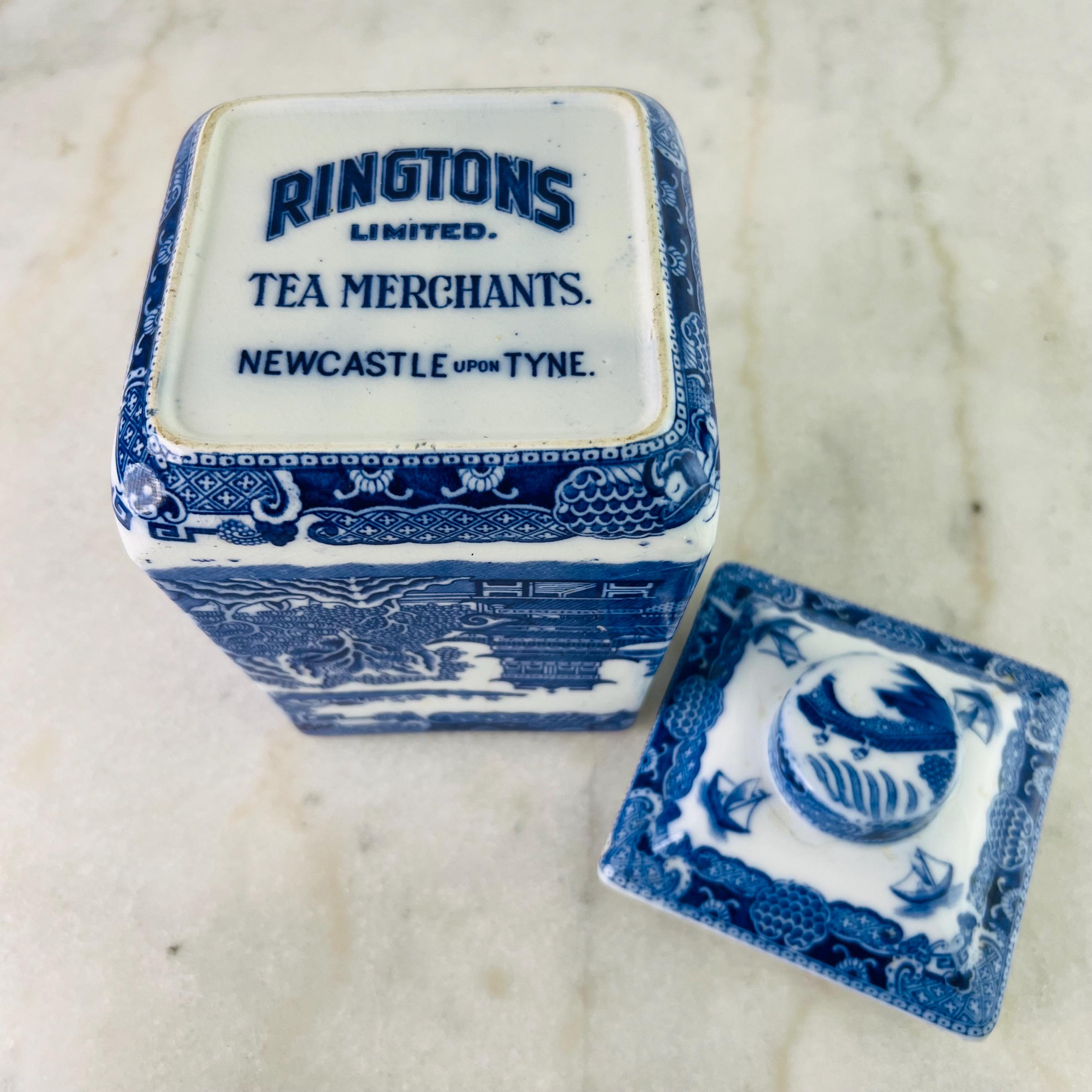 アンティークのRingtons Tea Merchantsスクエア型ティーキャディー