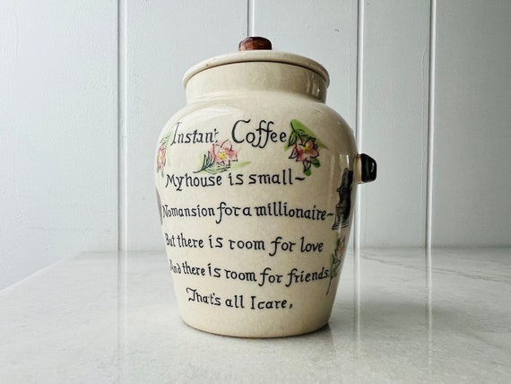 Vintage Ceramic Instant Coffee Jar, Made in Japan, Retro Kitchen Decor