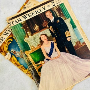 Vintage Star Weekly Magazine, 1953 Royal Coronation Edition, do gazety, historyczny, królewski kolekcjonerski, kanadyjski, prezent
