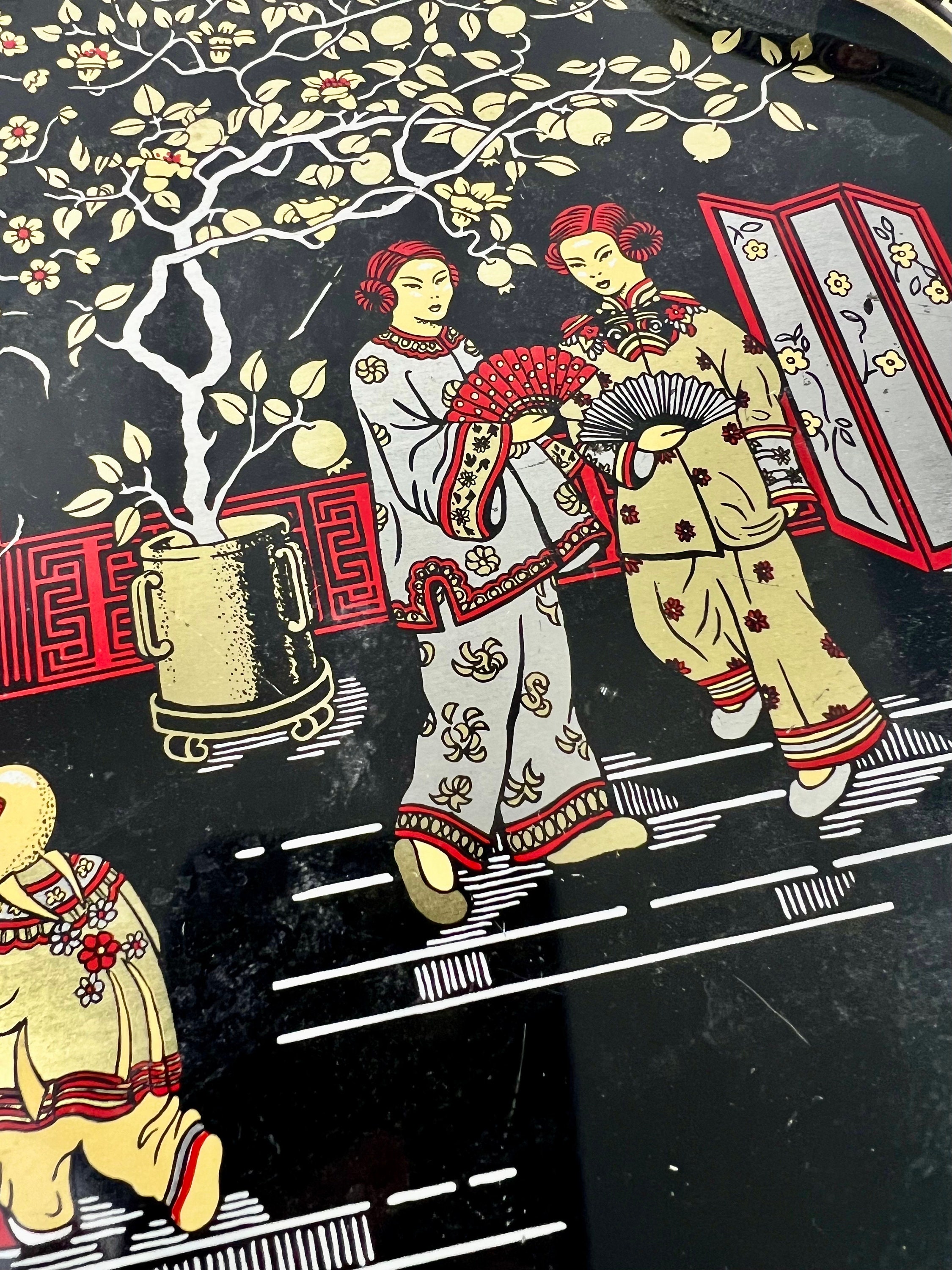 Elite Trays plateau de service en Tôle Vintage décor CHINOIS avec pieds