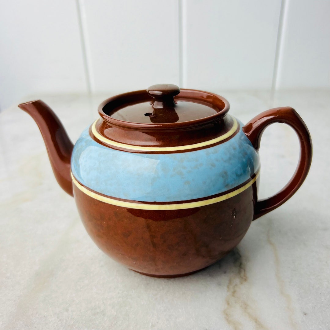 Antique 1930s Sadler Brown Betty Teapot, 56 Cup, Rockingham Glaze