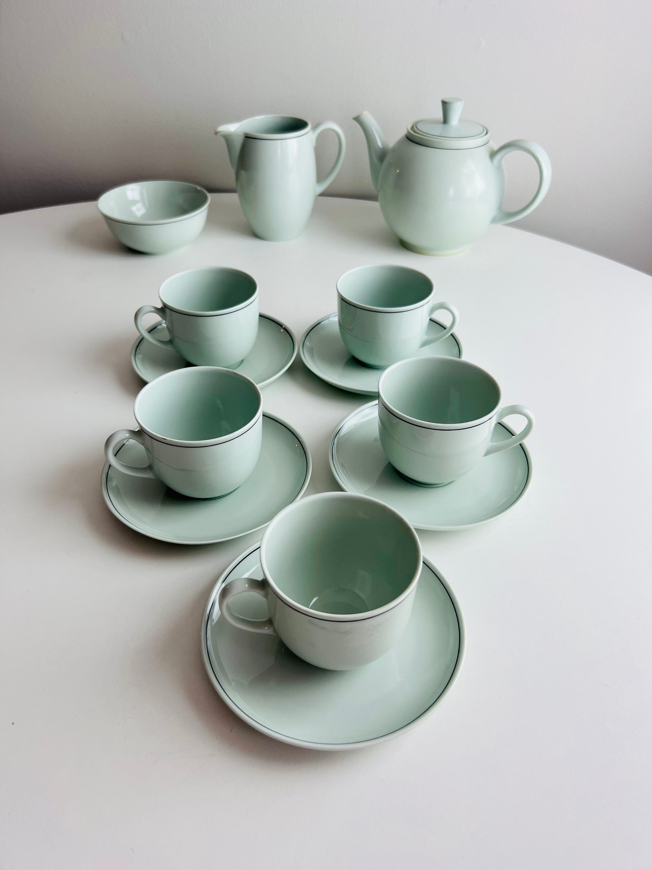 Vintage Arzberg Tea Set, 16 Pieces, Bauhaus Style Shape 1382