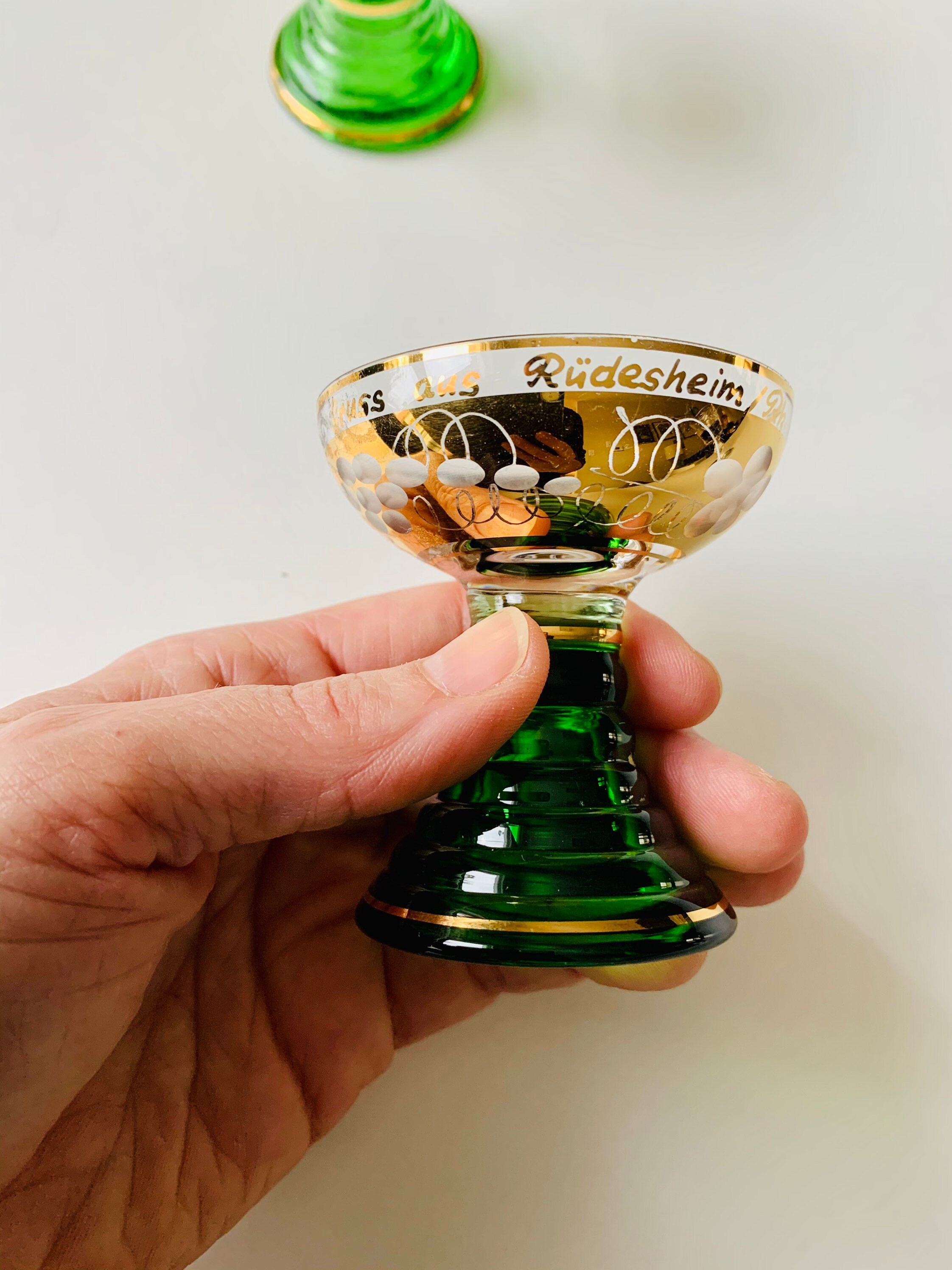 ヴィンテージ ドイツ製 ローマー デカンタセット、グリーンガラス