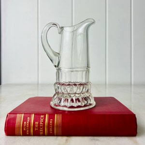 Vintage Scotch Whisky Pitcher or Mini Water Jug, Pressed Glass, for Whiskey, mixing drinks, retro barware, bar decor, home decor, gift