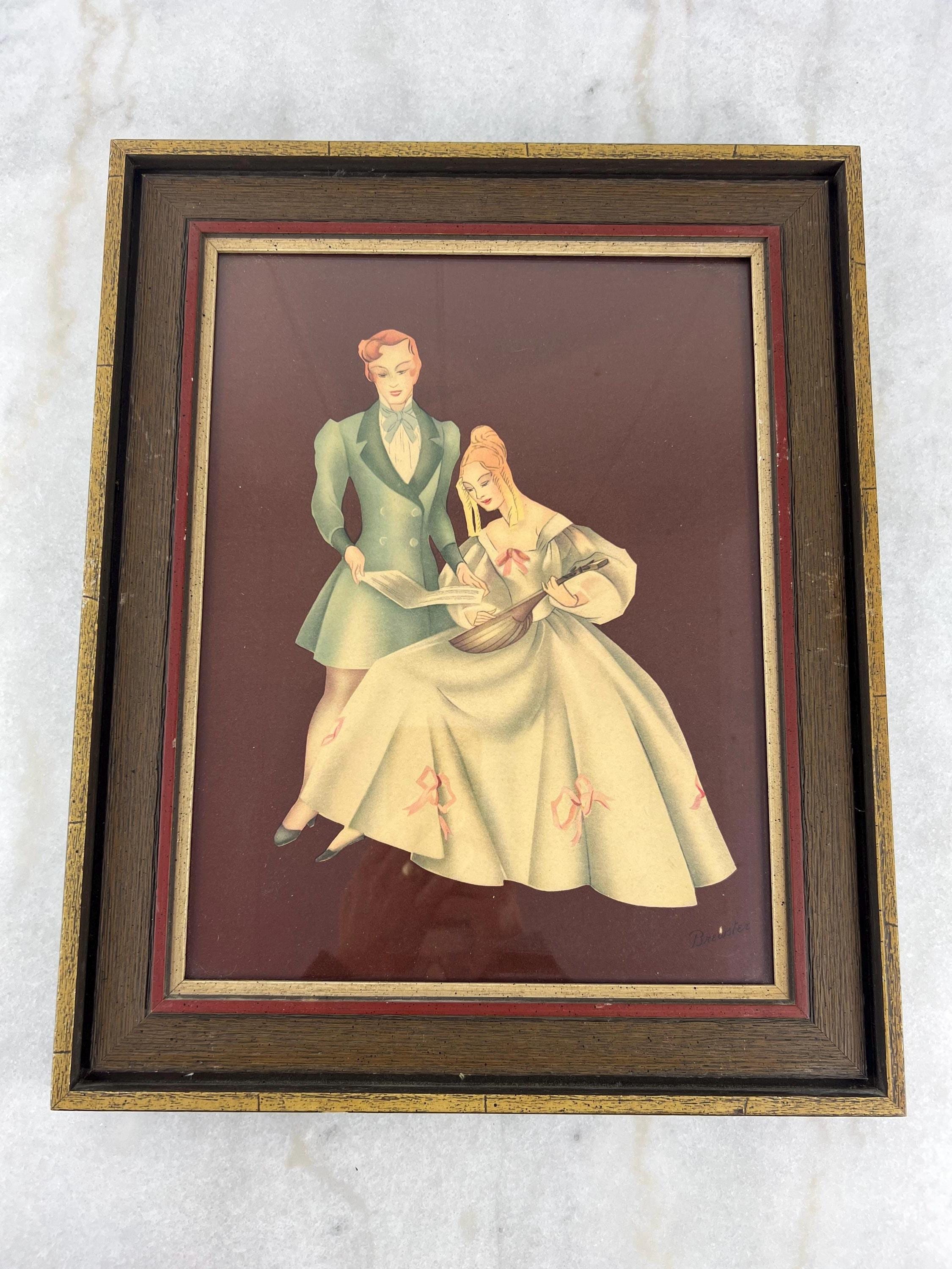 ヴィンテージ 1920 年代 ブリュースター フレーム リトグラフ