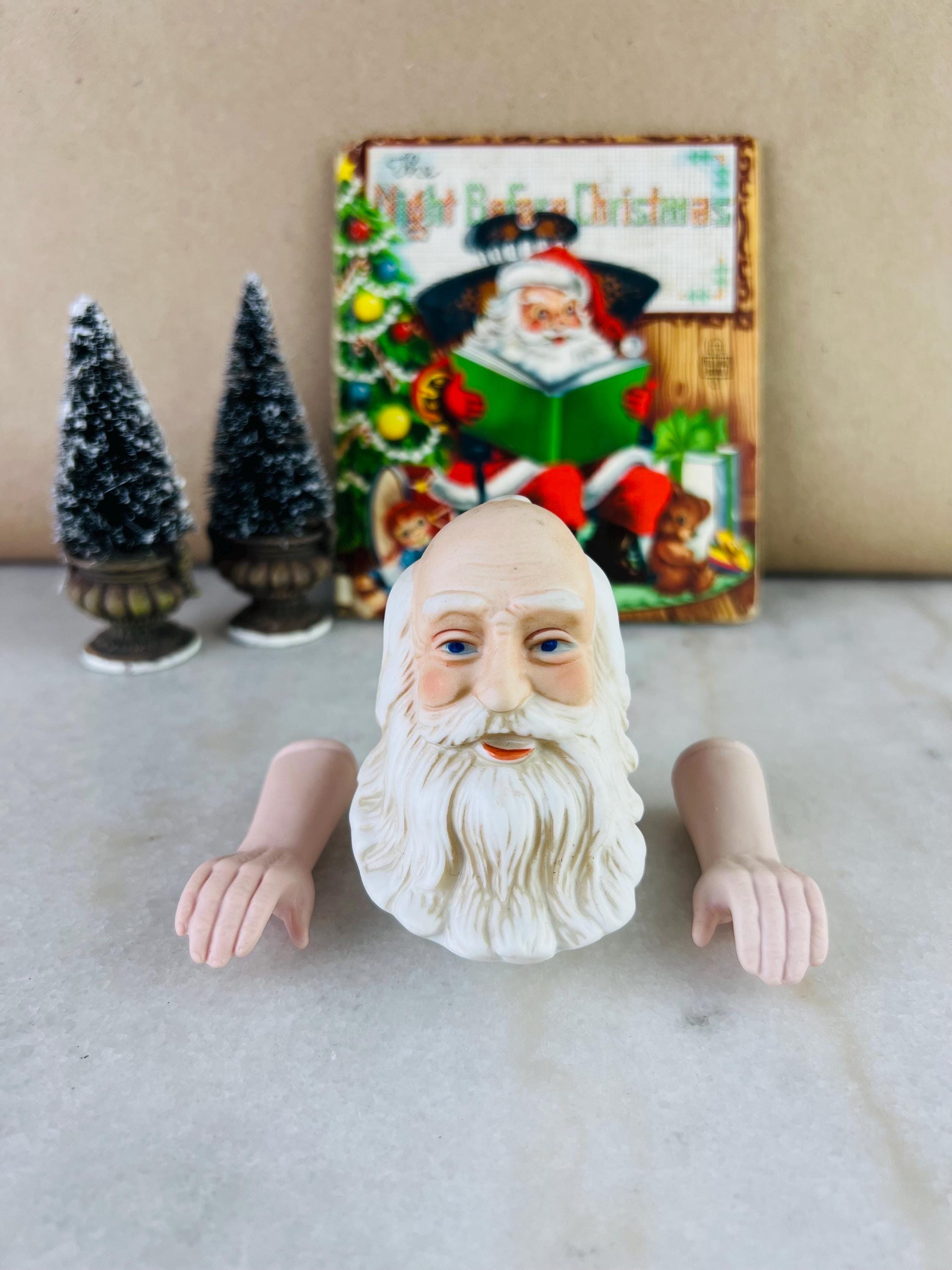 Vintage Porcelain Santa Claus Head and Hands, Father Christmas