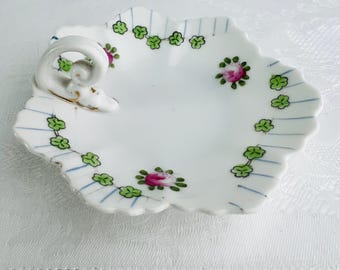 Antique Hand Painted Nippon Japan Chrysanthemum Nappy Dish, 7 sides, Vintage Dish, Bonbon Candy Dish, rare collectible, gift