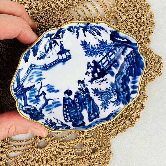 アンティーク ロイヤル クラウン ダービー ピン皿：1920年代 ブルー