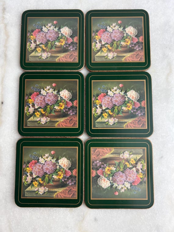Pimpernel Colorful Breeze Coasters - Set Of 6 Cork-Backed 4x4" Heat & Stain Resistant Coasters