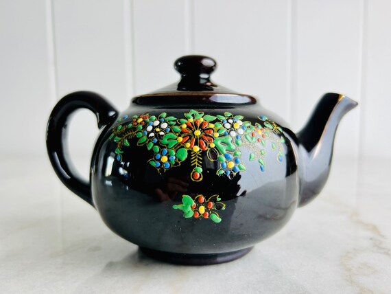 Vintage Floral Teapot Moriage Small Tea Pot Hand Painted Made in Japan  Ceramic
