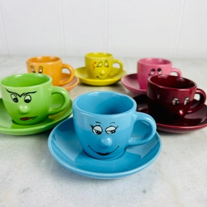Vintage Funny Face Cup and Saucer Set, Livingware Collection