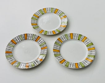 Kathie Winkle Side Plates, Set of three Vintage Broadhurst Viscount Small Plates Made in England, Mid Century Modern Dishes