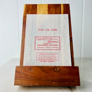 Confezione originale vintage per burro di latte, set da 3, involucri di carta glassine, nuovo di zecca, Hampton Creamery Co, pubblicità retrò, materiale effimero