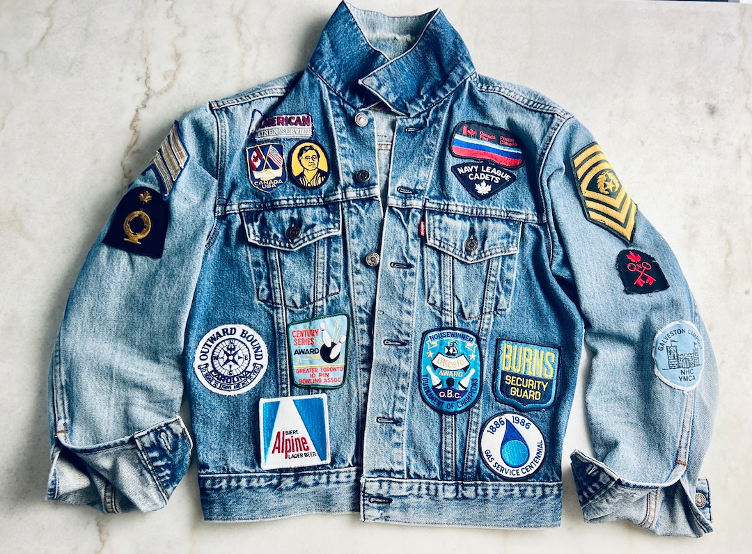 The Nellie One of a Kind Vintage Patched Jean Jacket, Handmade, 26 ...